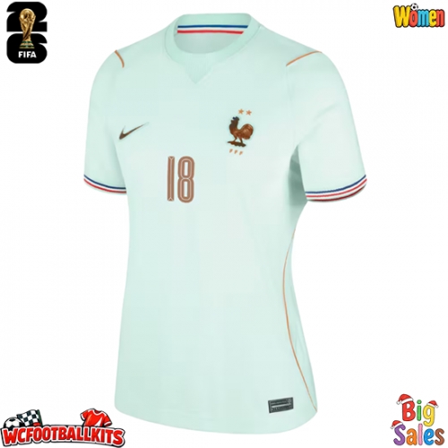France Warren Zaire-Emery #18 Replica Away Stadium Shirt for Women World Cup 2026 Short Sleeve